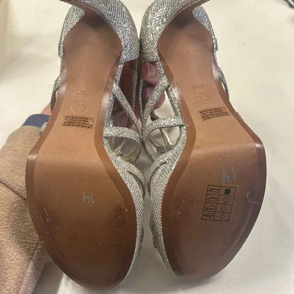 MICHAEL Michael Kors Sparkling Silver Strappy Heels - Picture 9 of 14